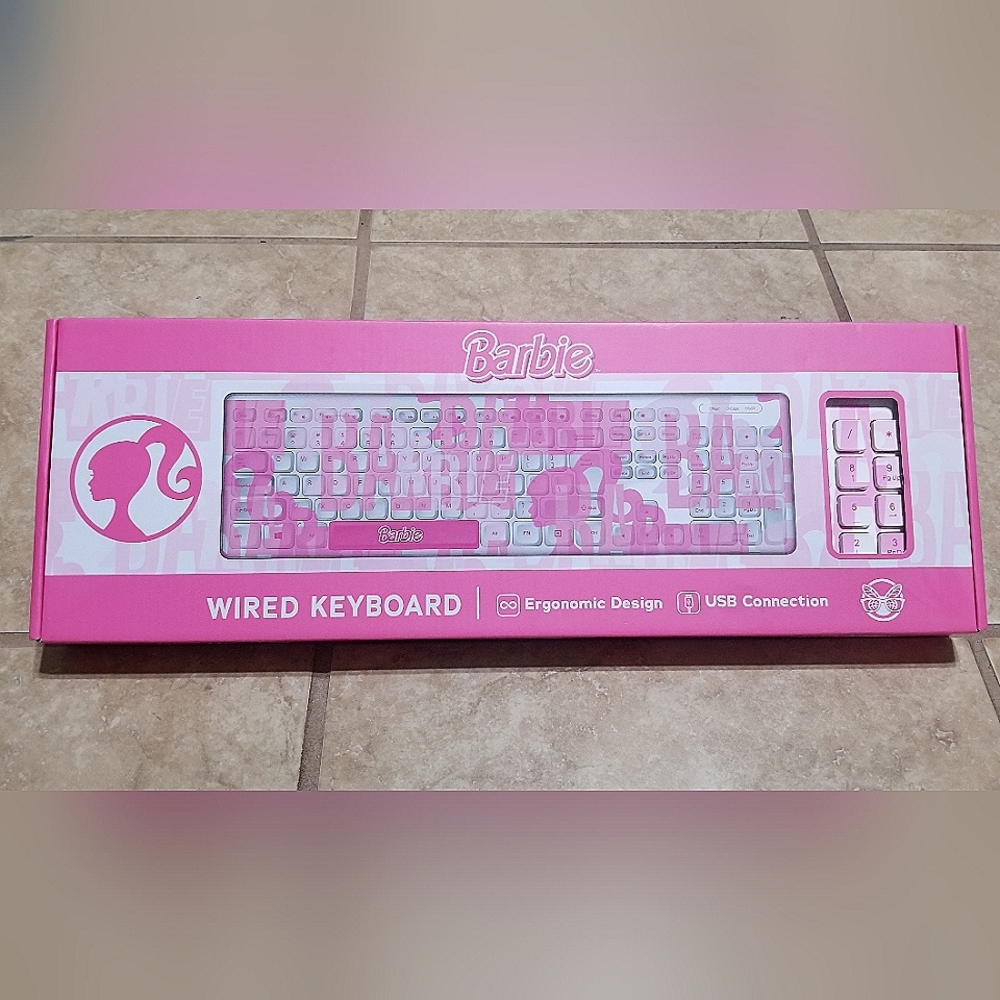 Culturefly Barbie Pink Wired Ergonomic 108 Keys Keyboard